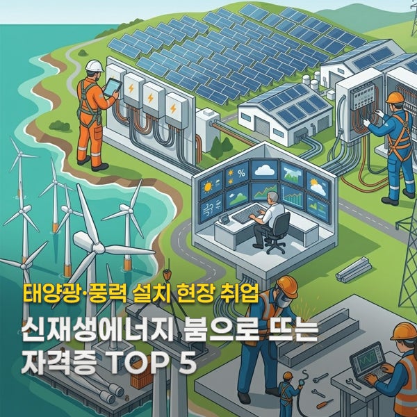 2026년 태양광·풍력 설치 일자리 급증, 내게 맞는 자격증은? | 난이도·급여·준비 기간 비교