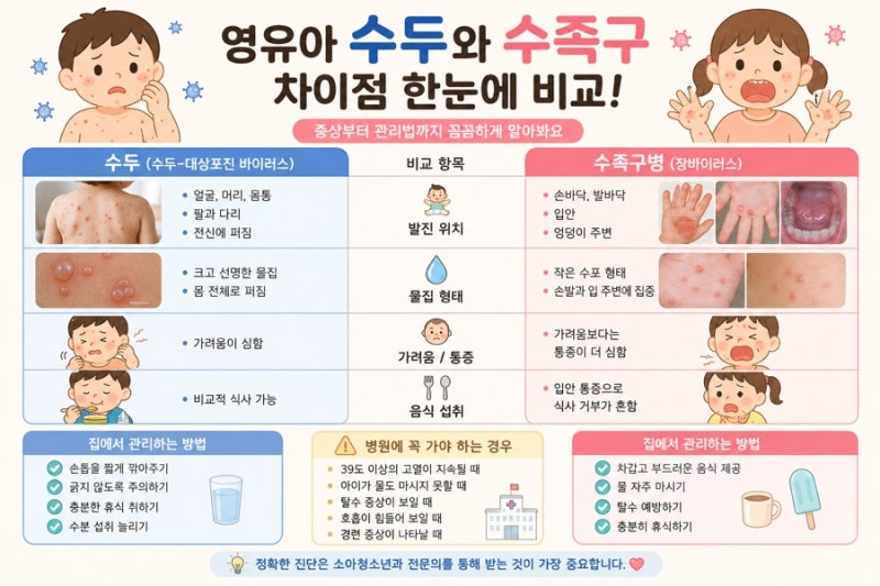 영유아 수두와 수족구, 헷갈리지 마세요! 증상과 차이점 총정리