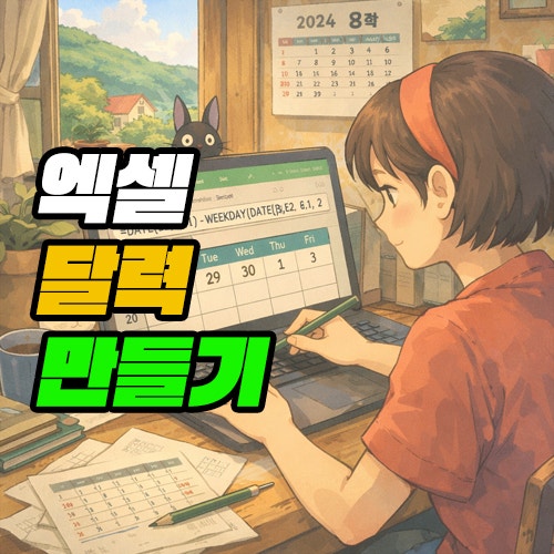 엑셀 달력 만들기 방법 - 날짜 자동 변환 기능 넣기