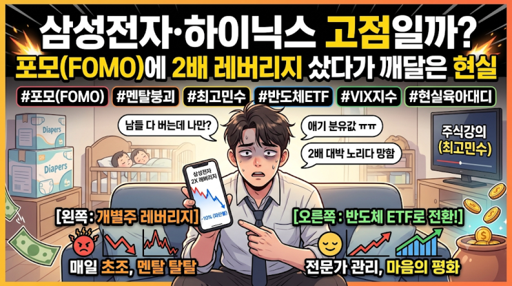  삼성전자 하이닉스 고점일까? 포모(FOMO) 와서 2배 레버리지 샀다가 깨달은 현실