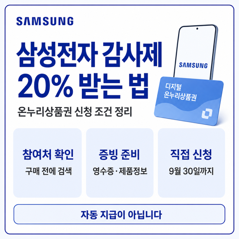 삼성전자 감사 페스티벌 20% 온누리상품권, 신청 방법과 참여처 정리