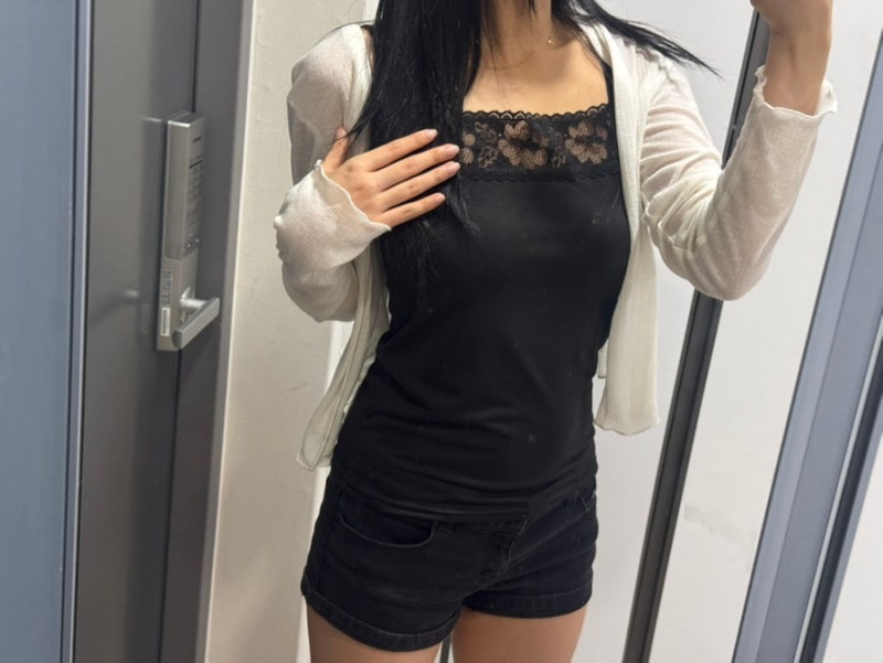 여성레이스나시 여름레이어드코디 엘쏘 레이스 끈나시 추천