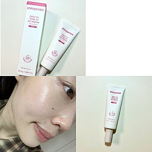 ☀️여름 뽀송 선크림 추천 이니스프리 톤업 노세범 핑크 베이스 건성 쿨톤 후기 12시간 후 ....