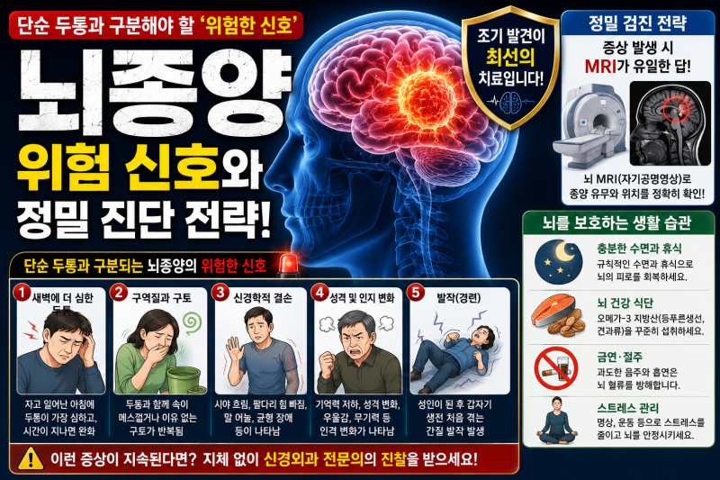 뇌종양, 단순 두통과 구분해야 할 '위험한 신호'와 정밀 진단 전략