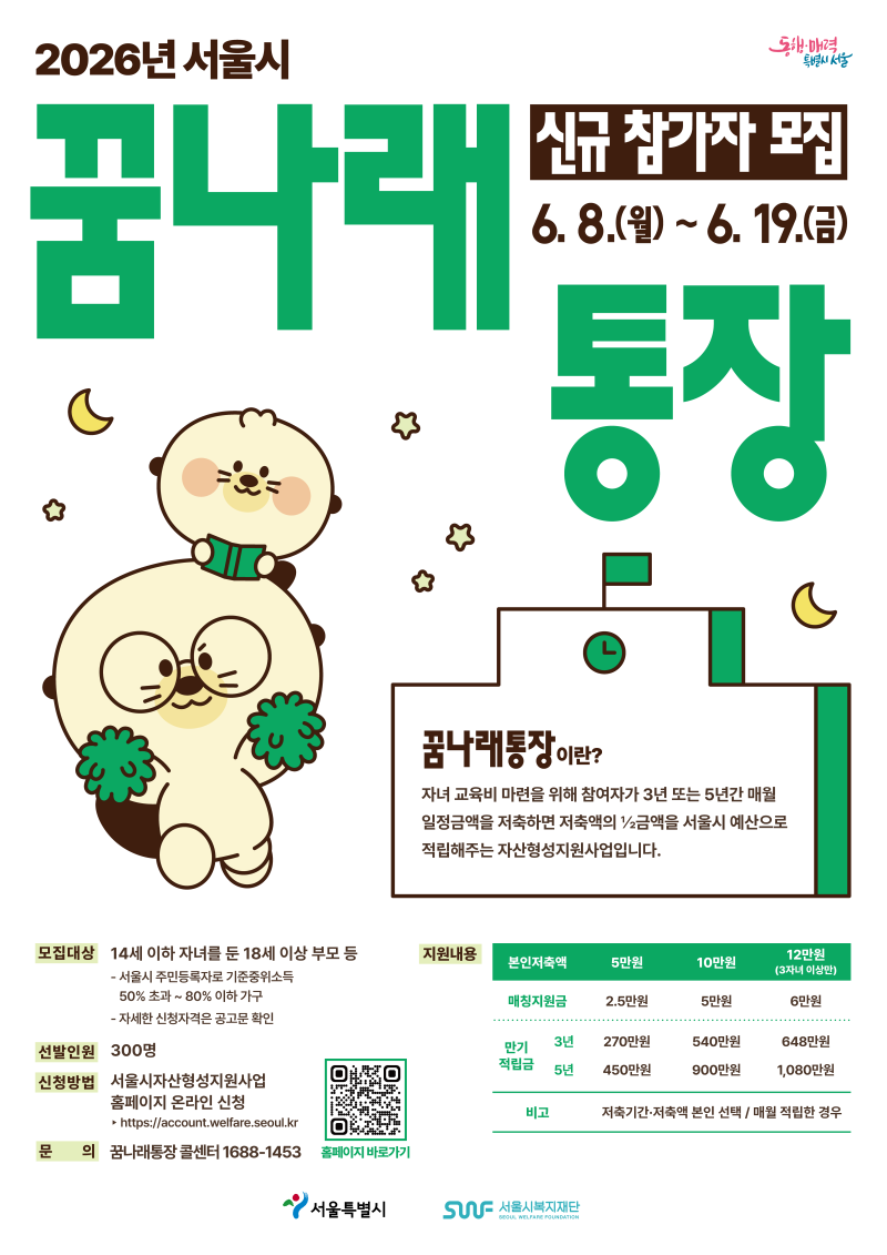 [안내] 서울시 주관, 2026 희망두배 청년통장 · 꿈나래통장 신청 자격 및 혜택 총정리 (최대 2....