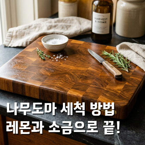  나무도마 세척 방법 굵은 소금 레몬으로 간단하게