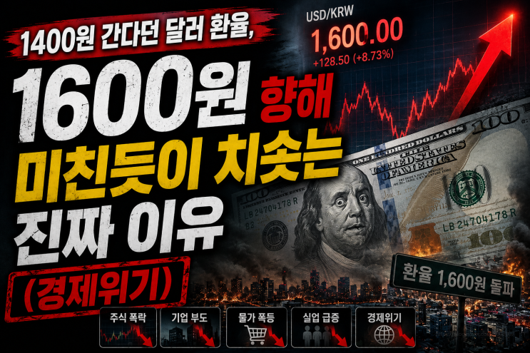  1400원 간다던 달러 환율, 1600원 향해 미친듯이 치솟는 진짜 이유 (경제위기)