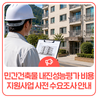 건물 안전진단 비용 지원, 민간건축물 내진성능평가 사전 수요조사 안내