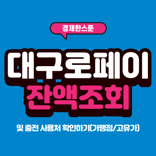 대구로페이 카드 잔액조회 및 충전 사용처 확인하기(가맹점/고유가)
