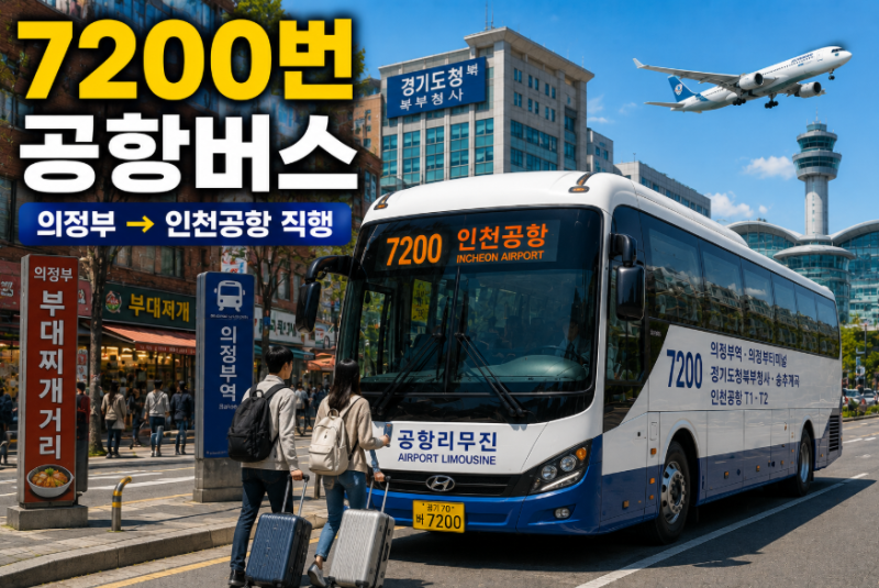 7200번(차고지미경유) 공항버스 시간표· 요금· 예매· 정류장 노선 총정리 (의정부 부대찌개....