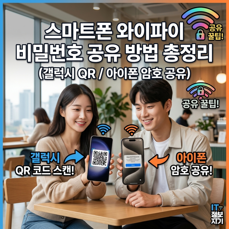 스마트폰 와이파이 비밀번호 공유 방법 총정리(갤럭시QR/아이폰 암호 공유)