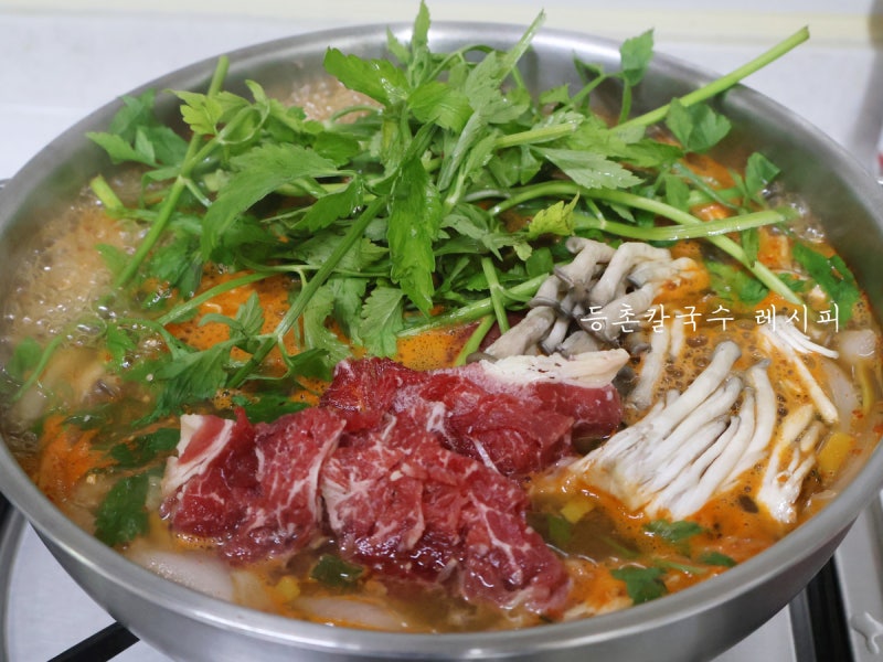 등촌칼국수 샤브 소스 레시피 멸치칼국수 라면으로 만들기
