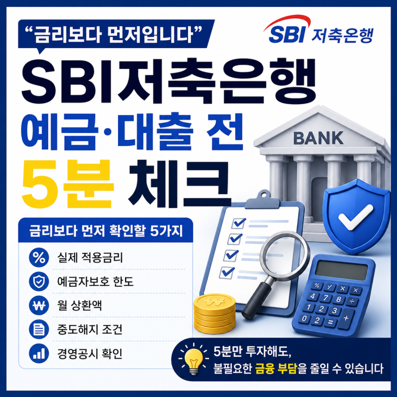 “금리보다 먼저입니다” SBI저축은행 예금·대출 전 5분 체크