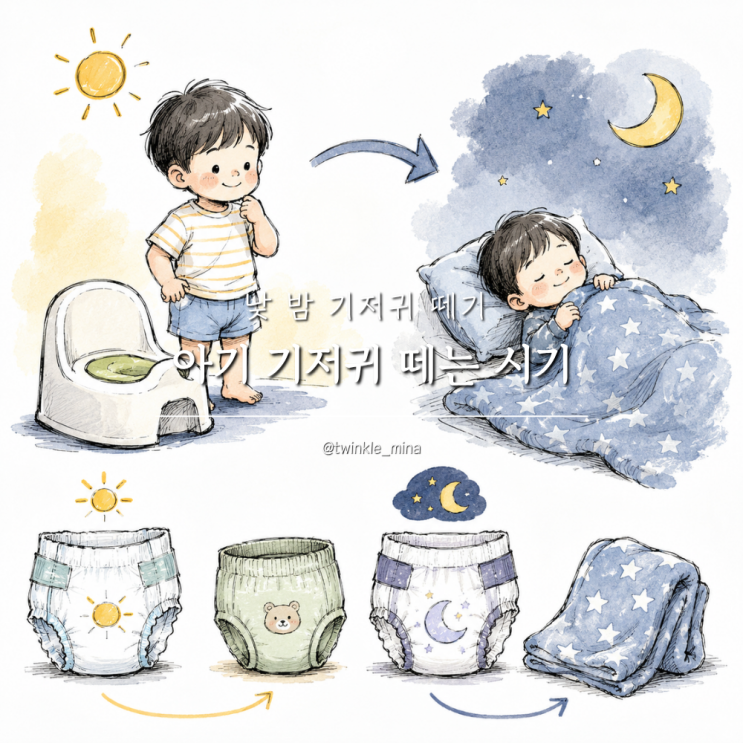  아기 기저귀 떼는 시기 언제?낮 밤기저귀떼기 팁