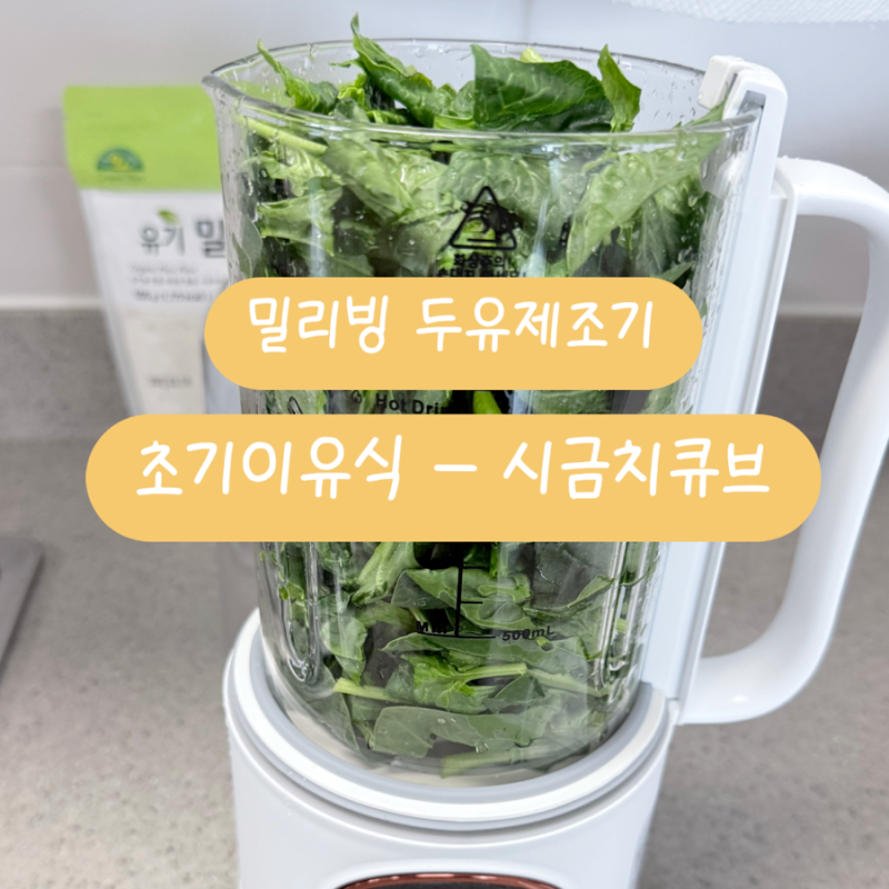 밀리빙 두유제조기 초기 이유식 레시피 | 시금치 큐브 만들기