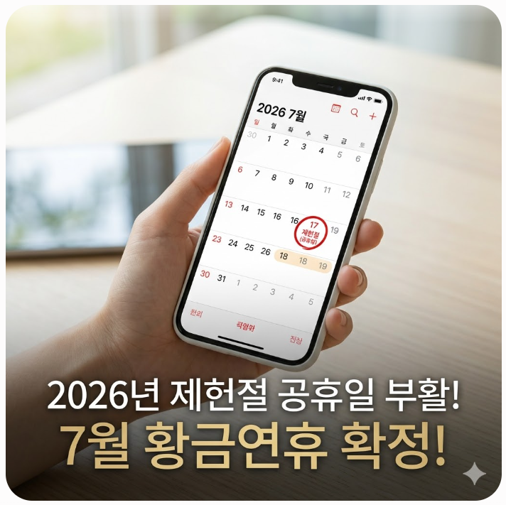  2026년 제헌절 공휴일 부활! 18년 만에 찾아온 7월 황금연휴