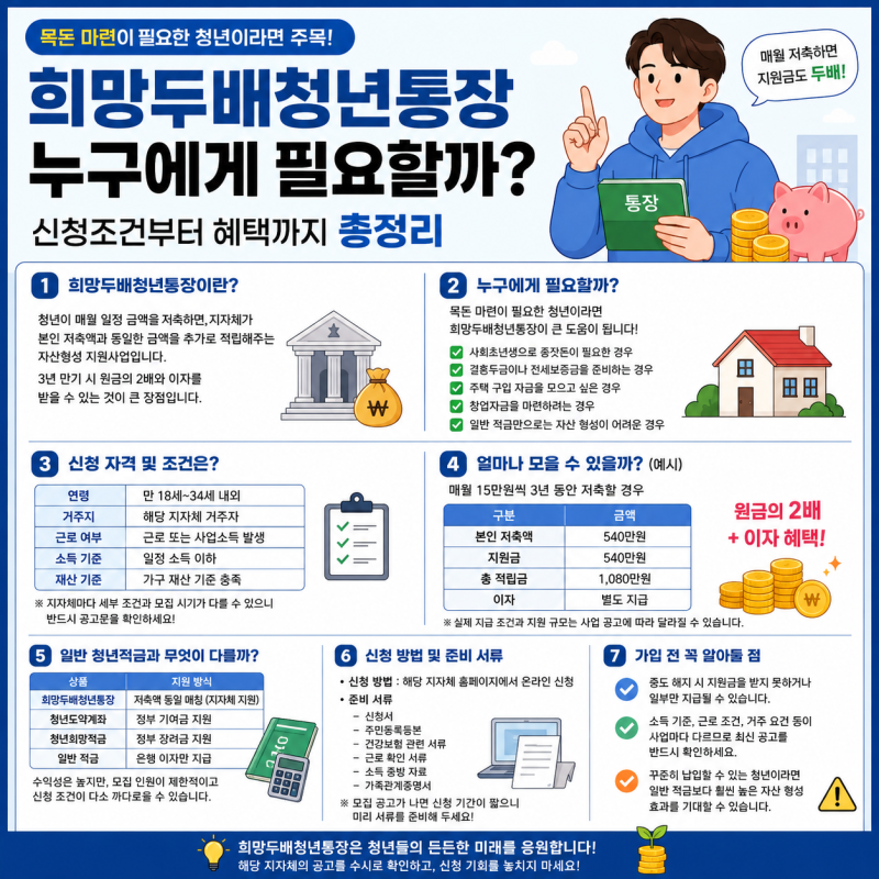 희망두배청년통장 누구에게 필요할까? 신청조건부터 혜택까지 총정리