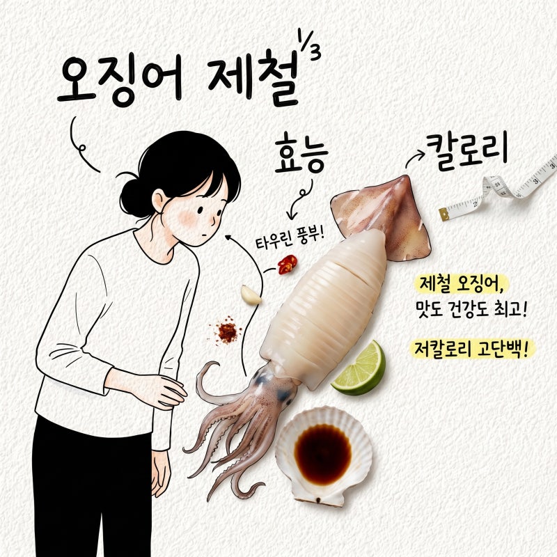 오징어 효능 제철 영양성분 단백질 타우린 콜레스테롤 오징어숙회 칼로리