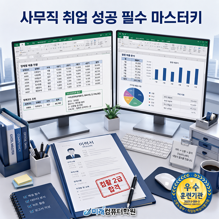  부산 북구 금곡동 컴활 학원 오전·오후·야간·주말 맞춤형 교육일정 안내!국비지원으로 단기 합격하기