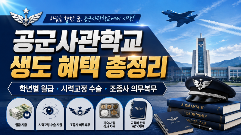 공군사관학교 생도 혜택 총정리 학년별 월급 시력 교정 수술 조종사 의무복무 기간