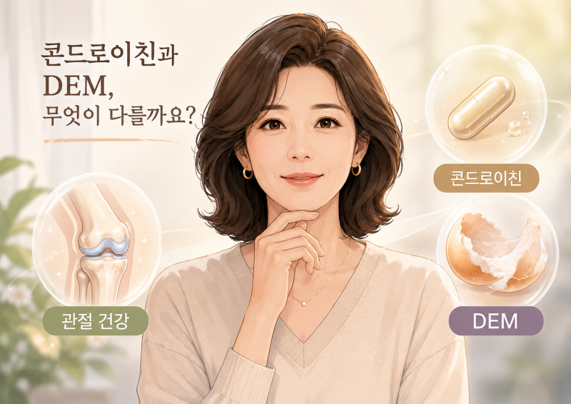 관절연골 영양제 추천 기준, 콘드로이친과 DEM 효능과 원료 차이