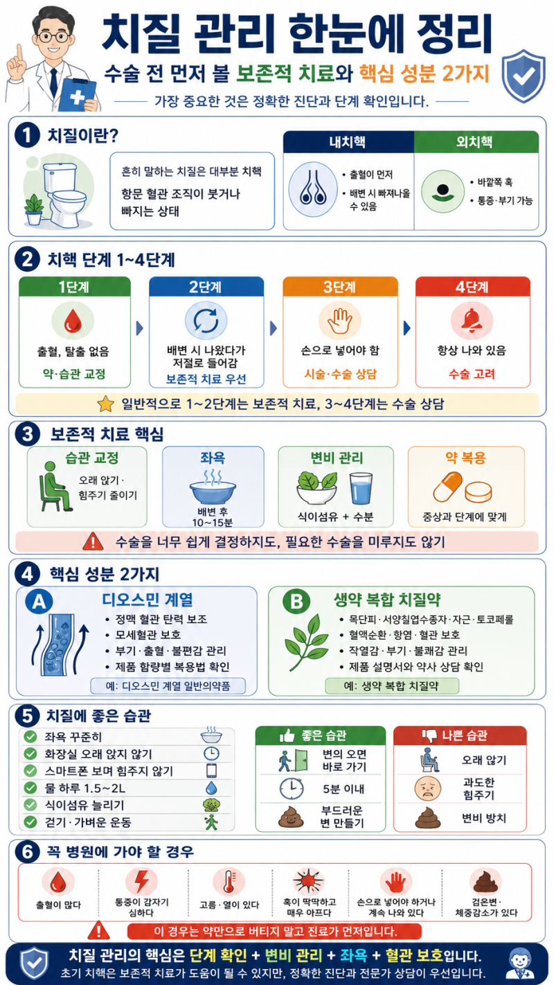 치질약 추천, 수술 전 먼저 볼 보존적 치료와 핵심 성분 2가지