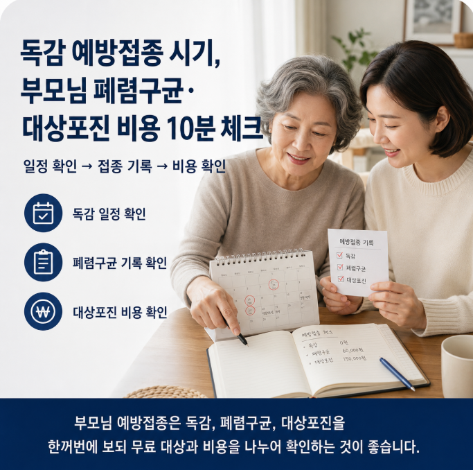독감 예방접종 시기, 부모님 폐렴구균·대상포진 비용 10분 체크