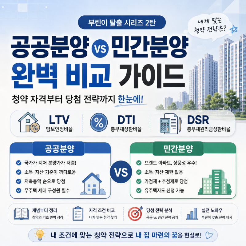 [부린이 탈출 2탄] 공공분양 vs 민간분양 차이점과 장단점 비교 총정리