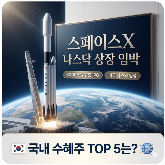  2026년 역대급 IPO 스페이스X 상장 임박 국내 수혜주 TOP 5는?