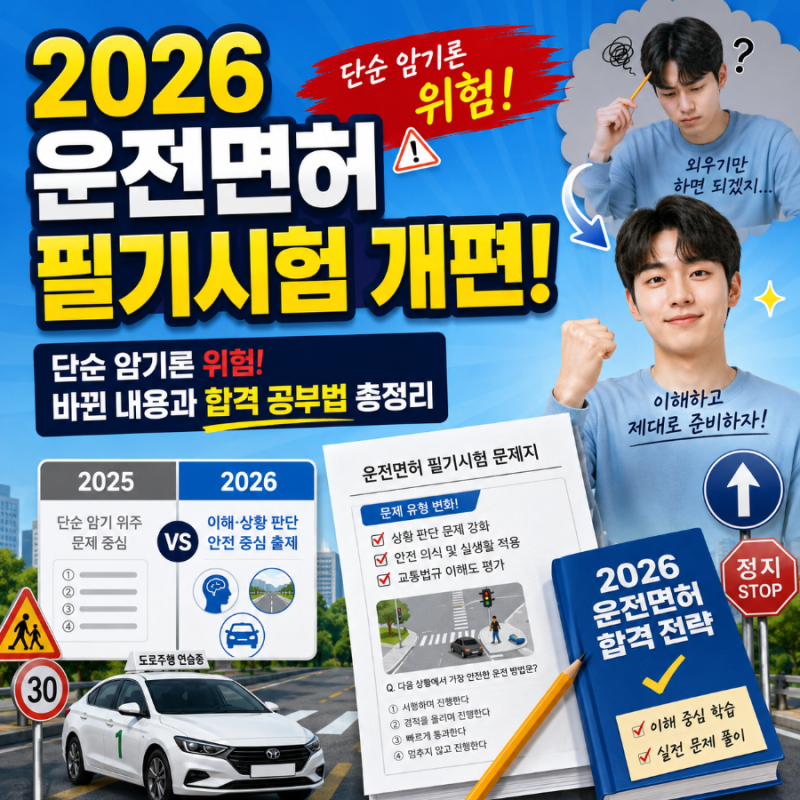 [면허시험] "작년처럼 외우면 무조건 과락?!" 2026년 운전면허시험 대폭 개편 내용 & 합격 공부....