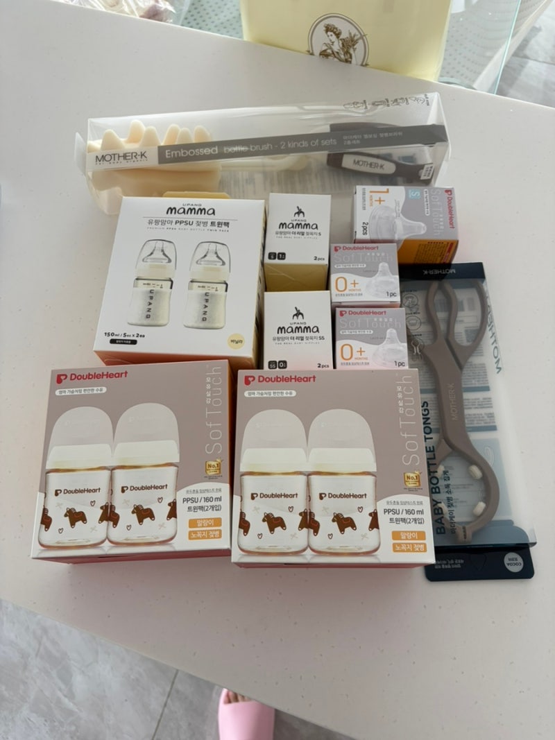 출산 전 유팡,더블하트젖병 열탕소독 완료 +해님젖병소독기