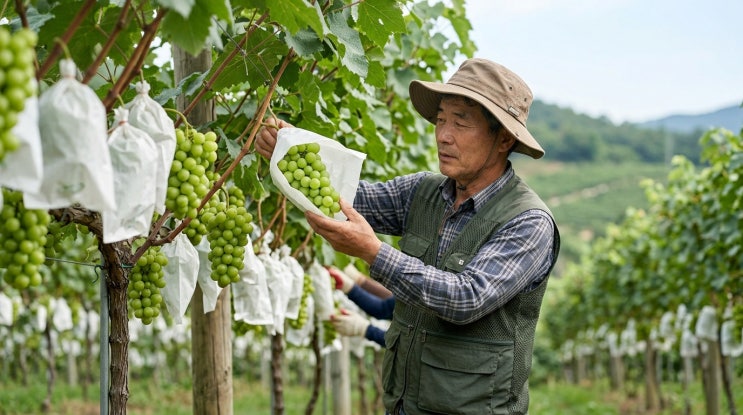  포도 봉지 싸는 시기 총정리 샤인머스켓 캠벨 포도 봉지 씌우는 방법