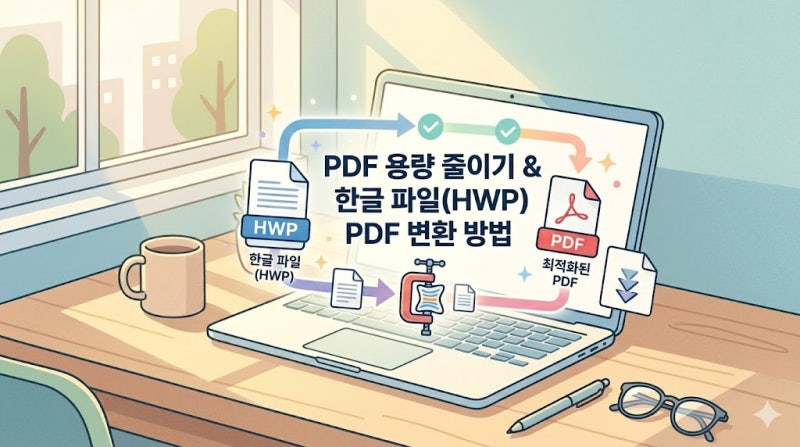 프로그램 설치 없이 10초 컷! PDF 용량 줄이기 & 한글 파일(HWP) PDF 변환 방법 총정리