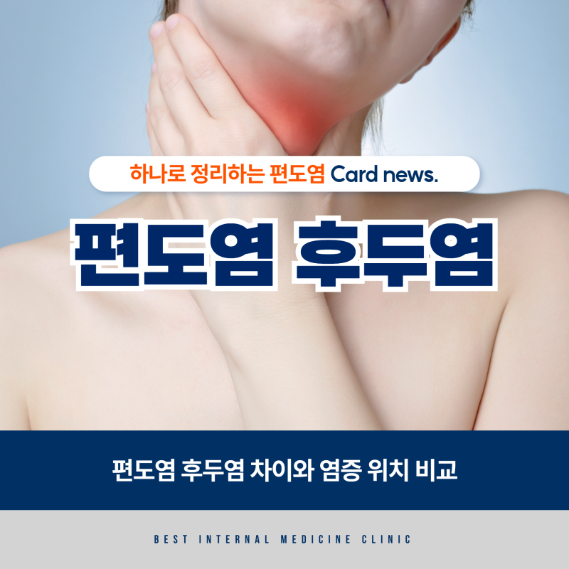 편도염 후두염 차이 염증 위치 비교