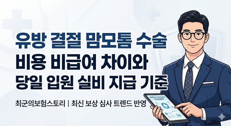 유방 결절 맘모톰 수술 비용 비급여 차이와 당일 입원 실비 지급 기준