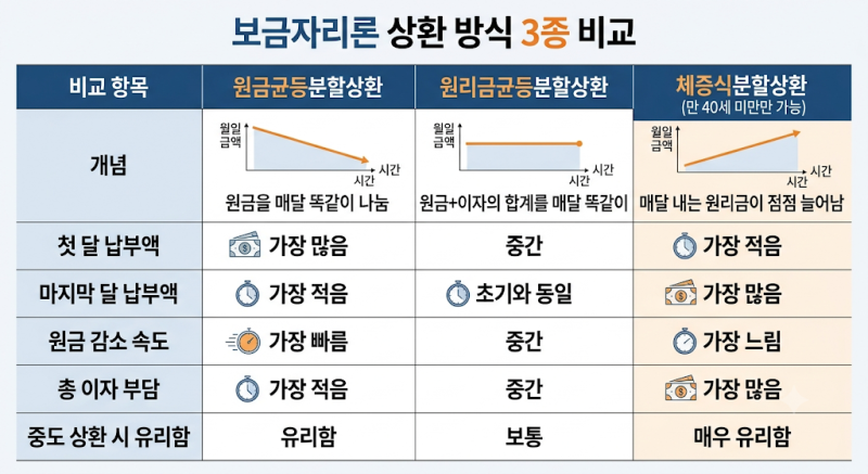 [어른되기] 보금자리론에 대해 알아보자③ / 대출상환방식(원금균등, 원리금균등, 체증식)