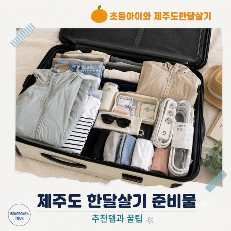 초등아이와 제주도 한달살기 준비물리스트｜짐싸기 끝판왕 - 차 가져갈때 vs 비행기 탈 때 완....