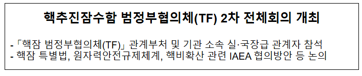  핵추진잠수함 범정부협의체(TF) 2차 전체회의 개최