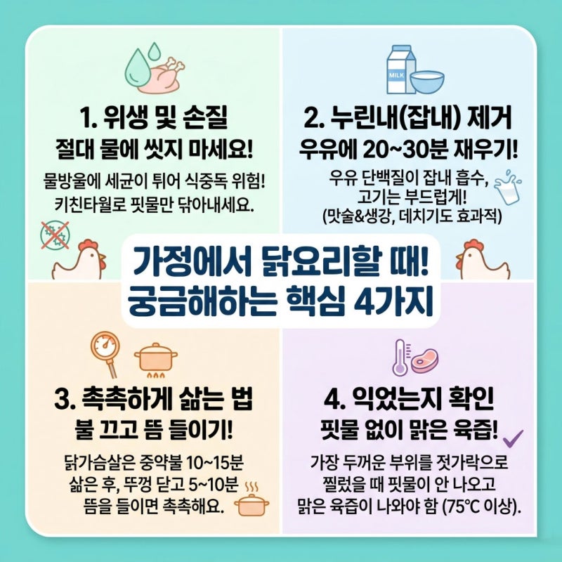 닭요리 초보 필독! 닭 비린내·잡내 완벽 차단하는 손질법 및 세척 주의점