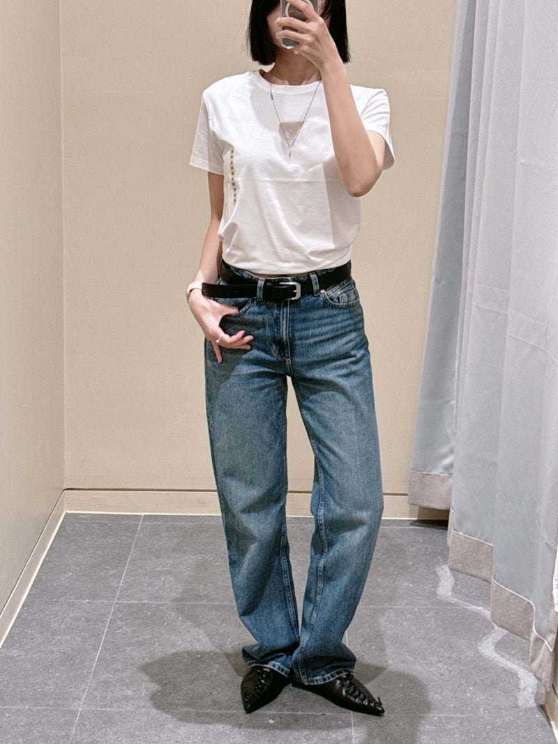 키뼈큰녀 쾌적한 여름 흰색 크루넥 반팔티 MUJI, Y-JACK