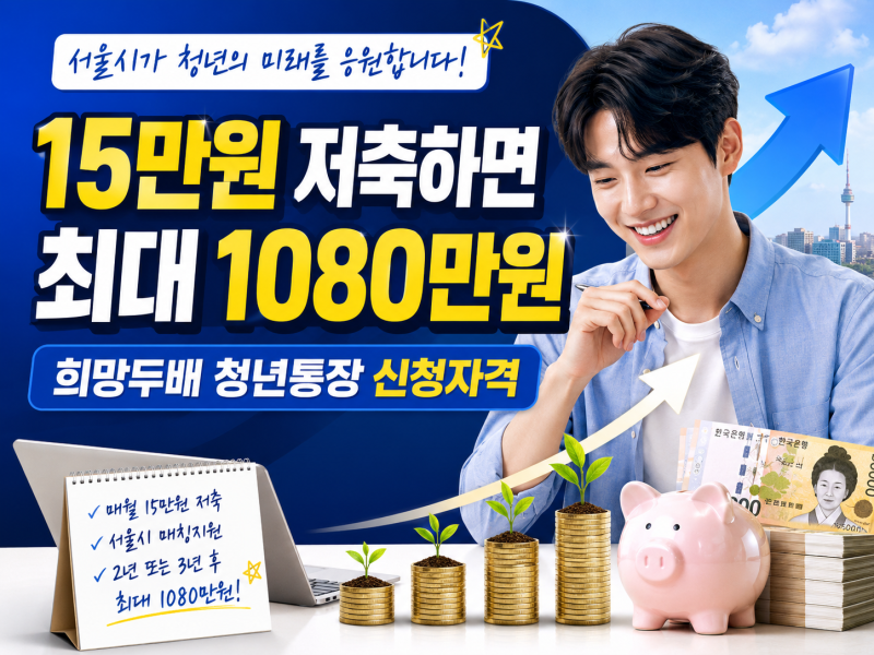희망두배 청년통장 신청자격 15만원 저축하면 1080만원 받는 방법