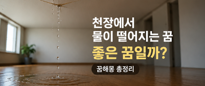 천장에서 물이 떨어지는 꿈, 바닥에 물이 고여 있는 꿈 해몽! 뜻밖의 행운이 찾아오는 길몽일....