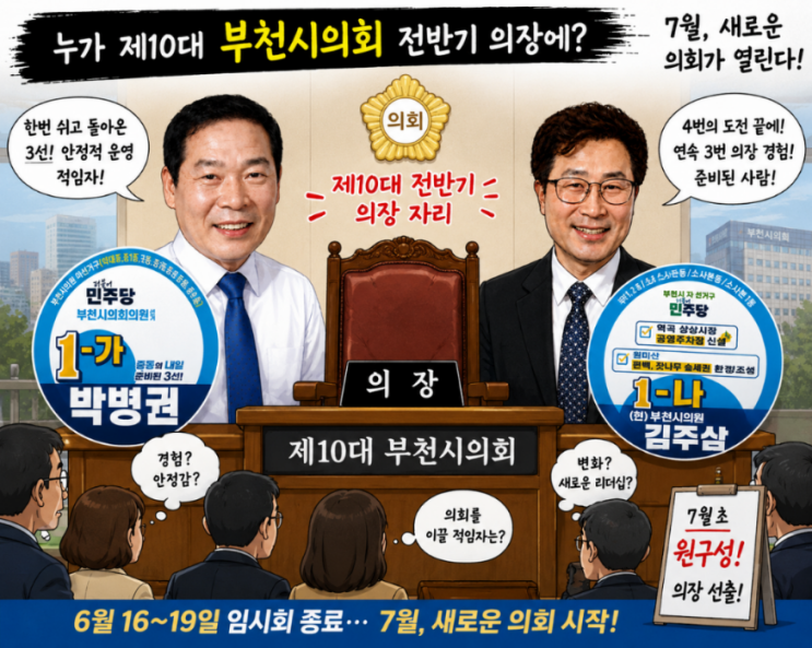 제10대 부천시<b>의회</b> 첫 시험대…<b>의장</b>·부<b>의장 선출</b> 놓고 정가 촉각