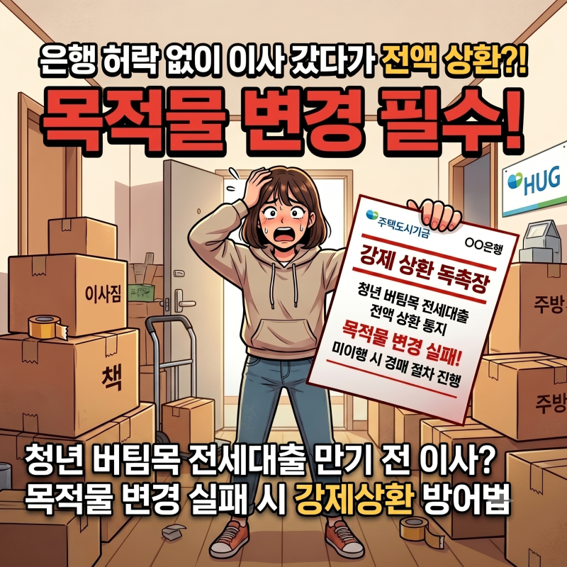 청년 버팀목 전세대출 만기 전 이사? 목적물 변경 실패 시 강제상환 방어법