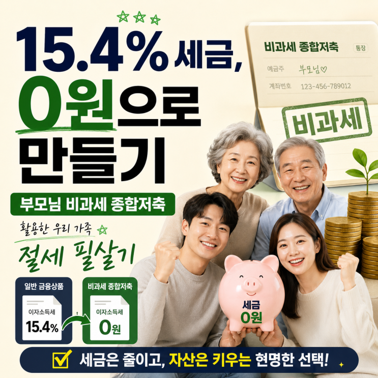  "15.4% 세금, 0원으로 만들기" 부모님 비과세 종합저축 활용한 우리 가족 절세 필살기