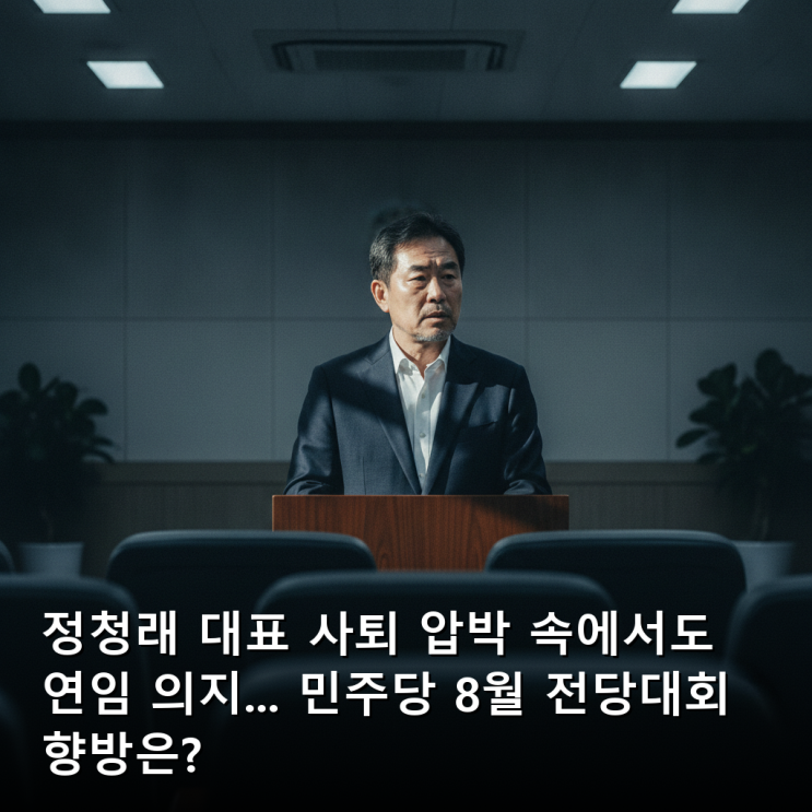 <b>정청래 대표 사퇴</b> 압박 속에서도 연임 의지... 민주당 8월... 