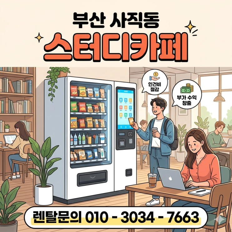  부산 사직동 스터디카페 스마트 자판기 설치로 인건비 줄이고 부가 수익 올린 후기