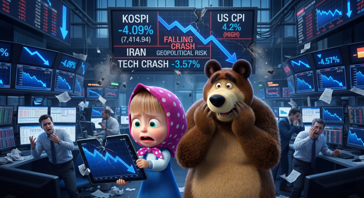  美 CPI 4.2% 충격·이란 재공격 발언…코스피 -4.09% 또 급락, 7400선도 흔들[26.06.11증시마감 브리핑]