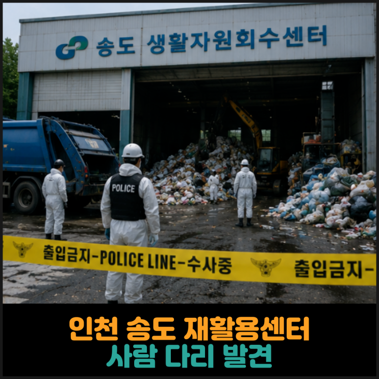  인천 송도 재활용센터, 사람 다리 발견