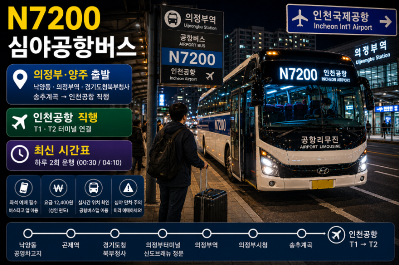N7200번 공항버스 시간표· 요금· 예매· 정류장 노선 총정리 (의정부역 의정부터미널 경기도....